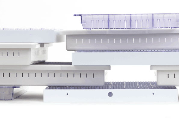 Stacked trays for RFID inventory management solutions in healthcare and life science