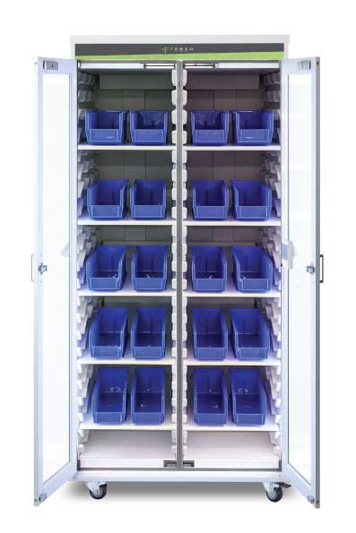 The Kanban Security Cabinet allows you to securely organize PPEs and track them using the RFID Surface Read Point